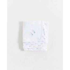 NEW BABYCOTTONS baby block receiving blanket in white